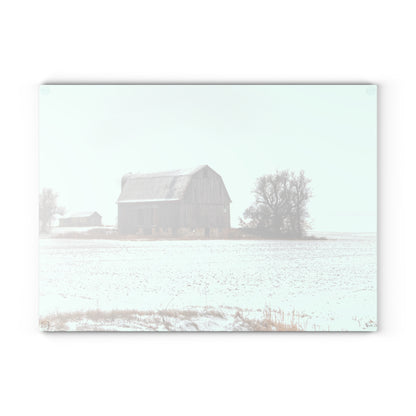 Barn Boutique Rustic Tempered-Glass Cutting Board| Frenchline Road Grey in Winter