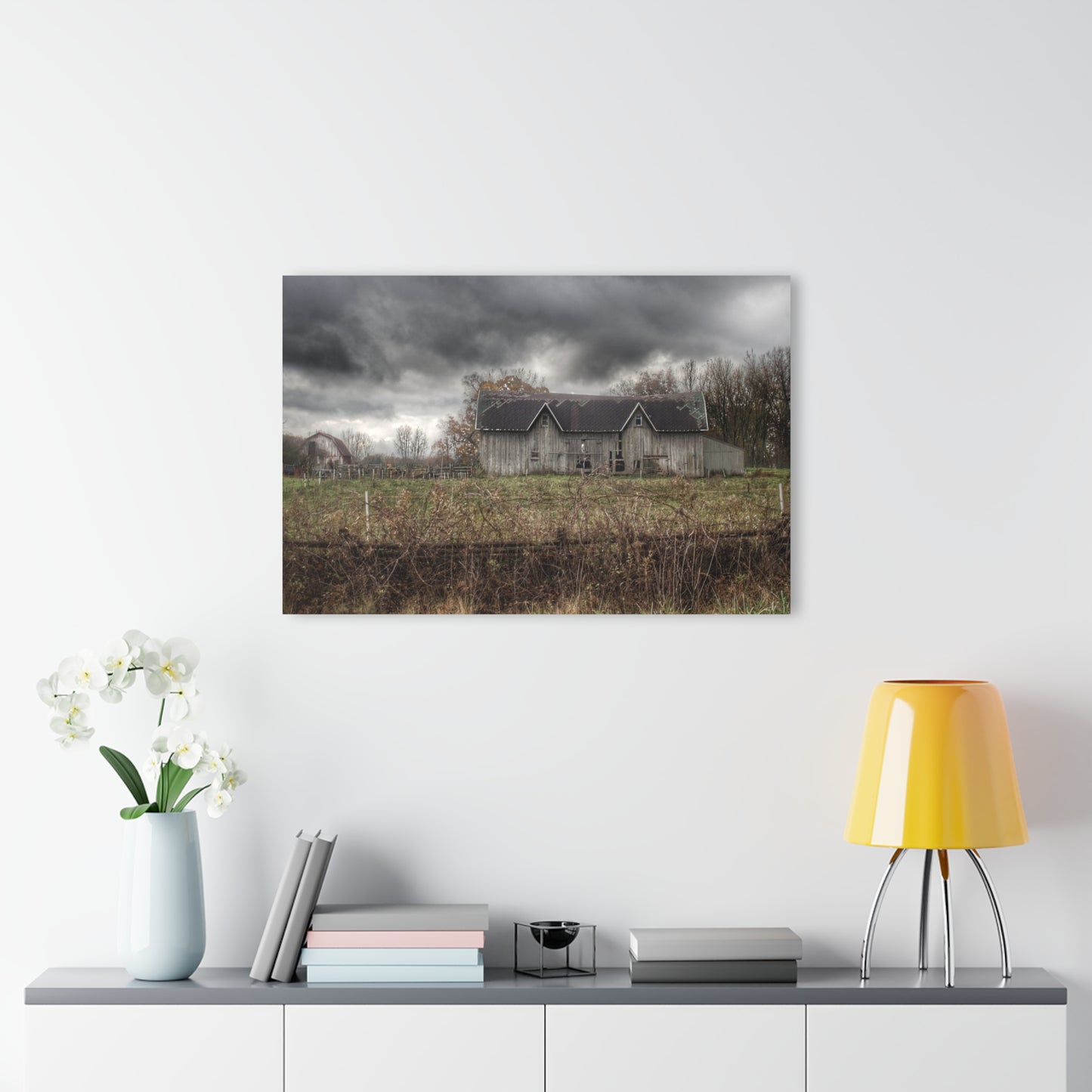 U R There Photography Green Road Grey Rustic Farmhouse Acrylic Wall Print