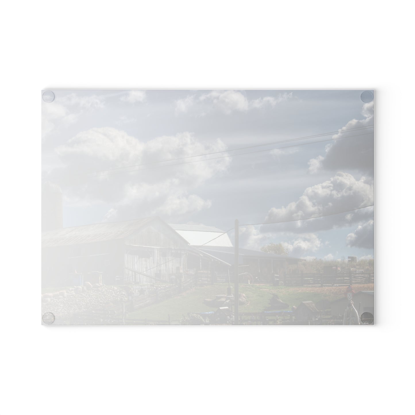 U R There Photography Sutton Road Hay Barn Rustic Farmhouse Tempered-Glass Cutting Board