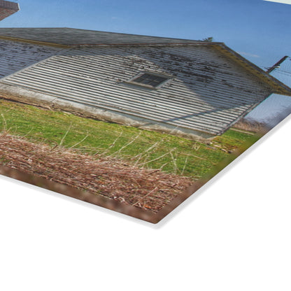 U R There Photography Hurd Corners Red and Little White Rustic Farmhouse Tempered-Glass Cutting Board