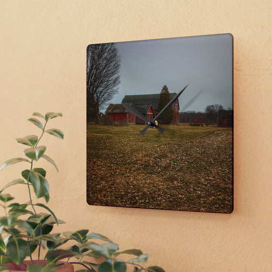 U R There Photography Wilder Road Reds Rustic Farmhouse Acrylic Analog Wall Clock