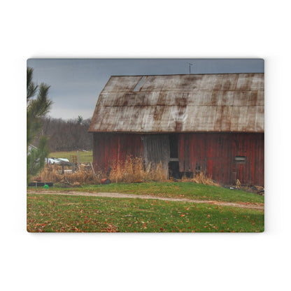 U R There Photography Castle Road Relic Red Rustic Farmhouse Tempered-Glass Cutting Board