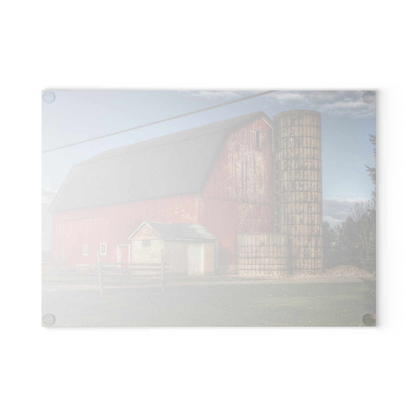 Barn Boutique Rustic Tempered-Glass Cutting Board| Brown City Lincoln Street Red