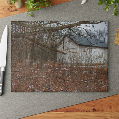 U R There Photography Norway Lake Road Hidden White Rustic Farmhouse Tempered-Glass Cutting Board