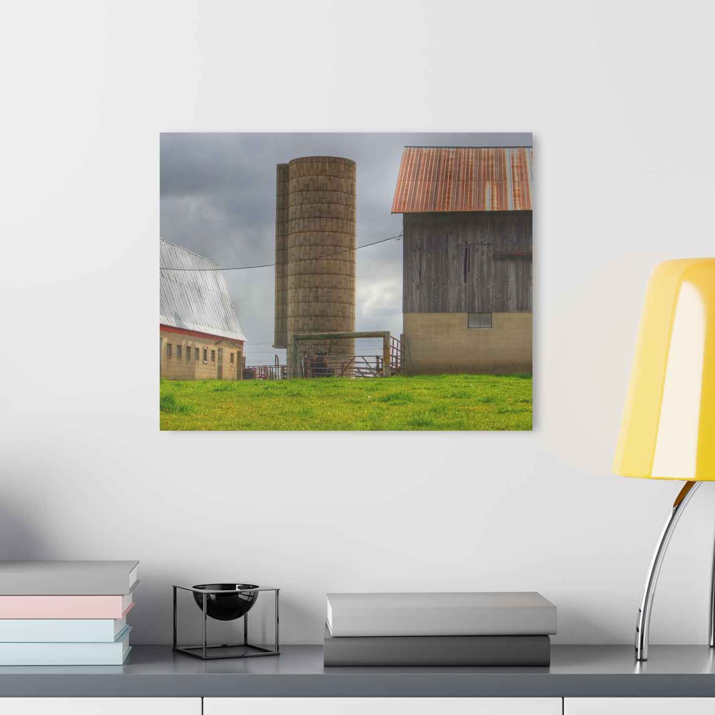 U R There Photography Clothier Road Grey and Silo Rustic Farmhouse Acrylic Wall Print