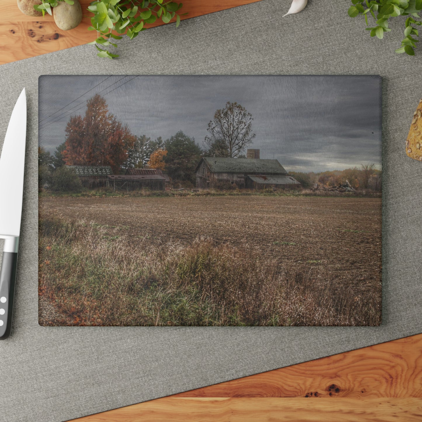 Barn Boutique Rustic Tempered-Glass Cutting Board| Birch Run Road Greys II