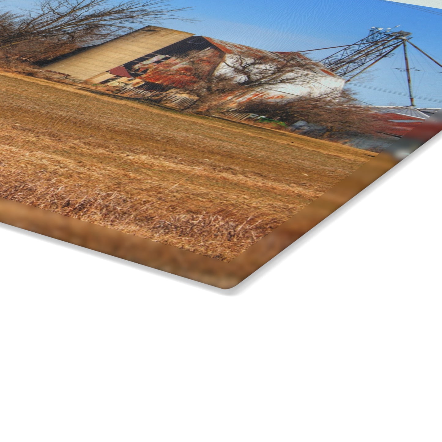 U R There Photography North Cemetery Roads Forgotten Grey Rustic Farmhouse Tempered-Glass Cutting Board