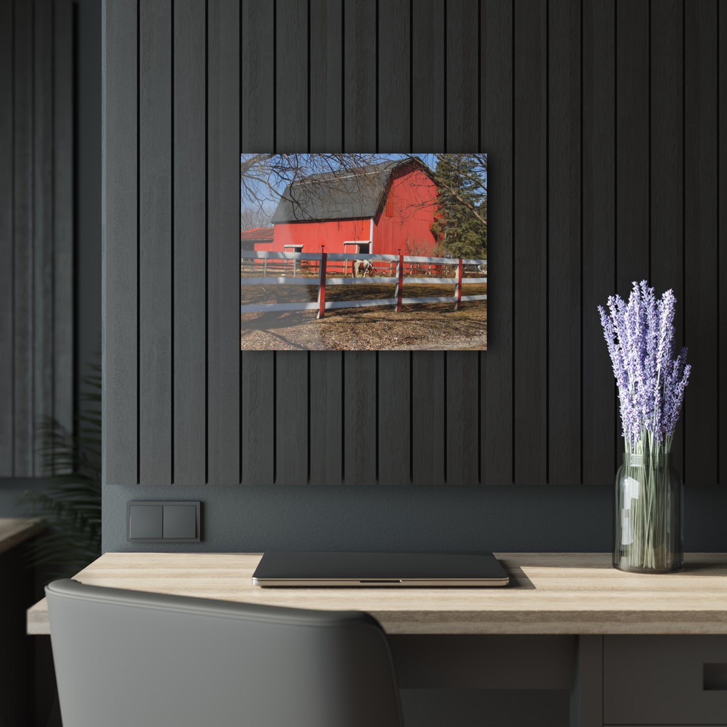 U R There Photography Wolcott Red and Filly Rustic Farmhouse Acrylic Wall Print