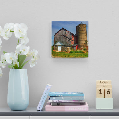 U R There Photography Marlette Red III Rustic Farmhouse Acrylic Analog Wall Clock