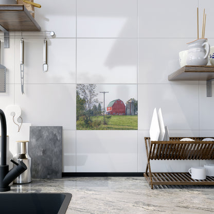 U R There Photography Stewart Road Red I Rustic Farmhouse Decorative Ceramic Tile