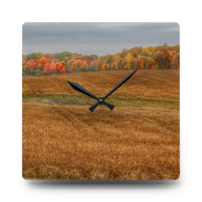 U R There Photography Colors of Fall on Lippincott Road Rustic Farmhouse Acrylic Analog Wall Clock