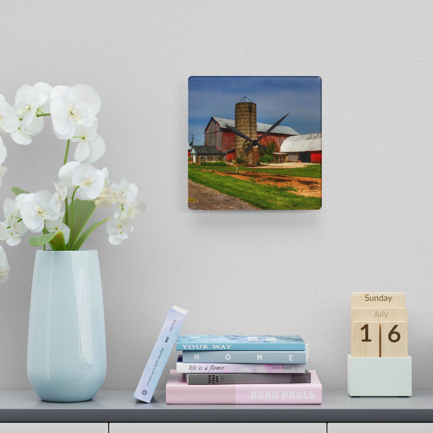 U R There Photography Marlette Red IV Rustic Farmhouse Acrylic Analog Wall Clock