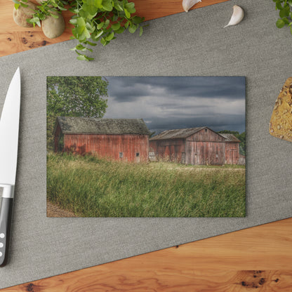 U R There Photography Hunters Creek Reds Rustic Farmhouse Tempered-Glass Cutting Board
