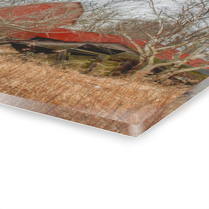 U R There Photography North Five Lakes Road Red Rustic Farmhouse Acrylic Wall Print