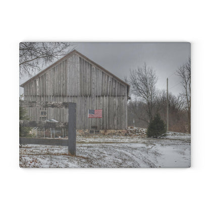 U R There Photography Sutton Road Patriot Grey I Rustic Farmhouse Tempered-Glass Cutting Board