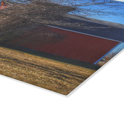 U R There Photography Leonard Road Red Rustic Farmhouse Tempered-Glass Cutting Board 8"x 11"
