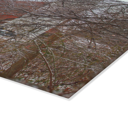 U R There Photography Sandhill Road Hidden Red I Rustic Farmhouse Tempered-Glass Cutting Board