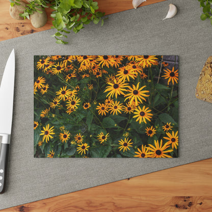 Barn Boutique Rustic Tempered-Glass Cutting Board| Black-Eyed Susans