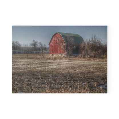 U R There Photography Bowers Road Goodland Red Rustic Farmhouse Tempered-Glass Cutting Board