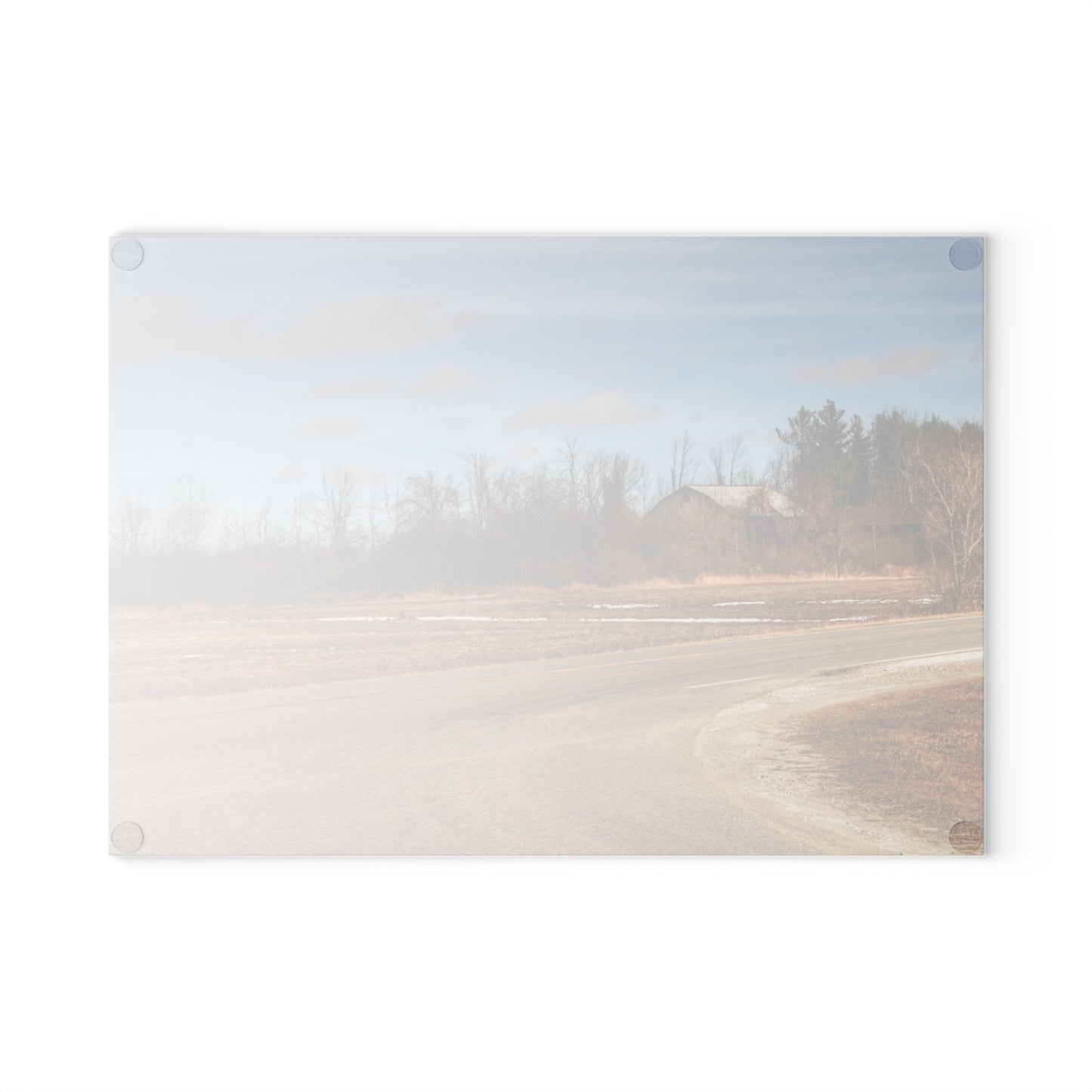U R There Photography North Hunt Road Farm I Rustic Farmhouse Tempered-Glass Cutting Board
