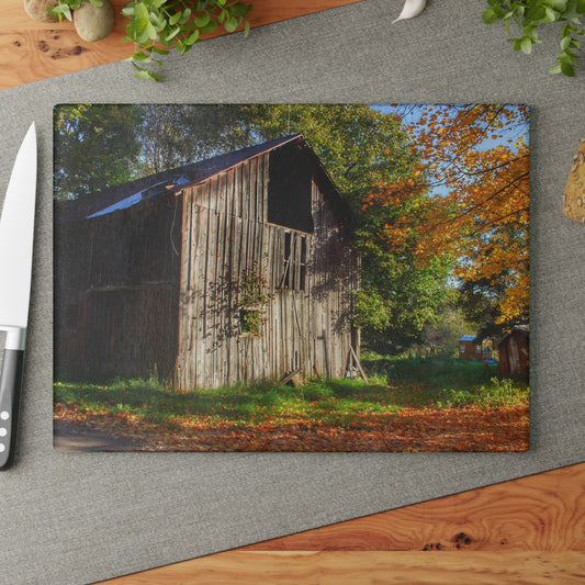 U R There Photography Shoemaker Road Hidden Grey Rustic Farmhouse Tempered-Glass Cutting Board