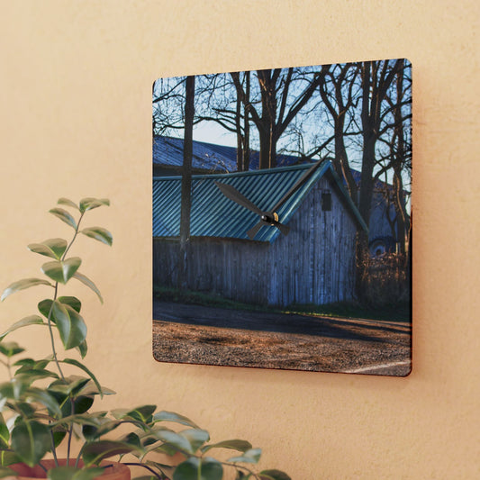 U R There Photography Baldwin Roadside Shack Rustic Farmhouse Acrylic Analog Wall Clock