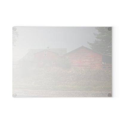 U R There Photography Goodrich Baldwin Road Reds I Rustic Farmhouse Tempered-Glass Cutting Board