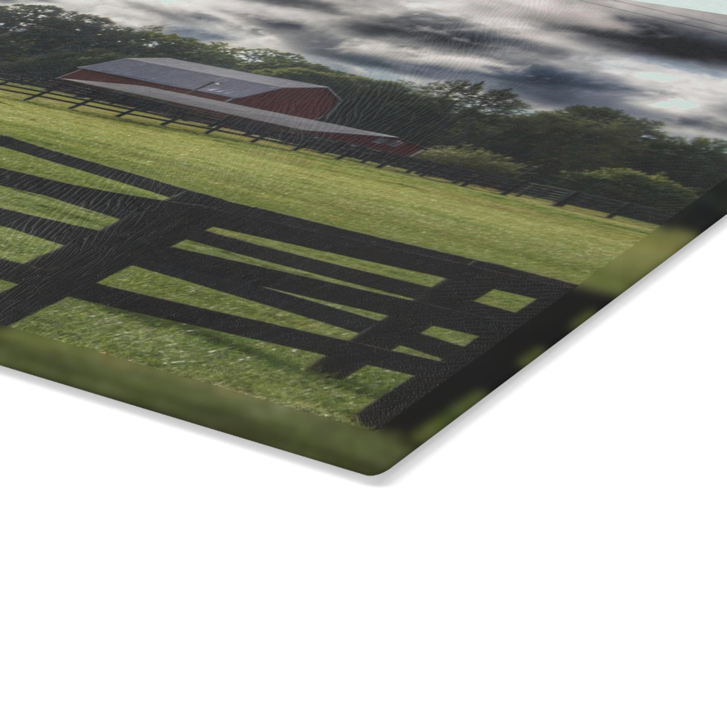 U R There Photography Hosner Road Farm Rustic Farmhouse Tempered-Glass Cutting Board