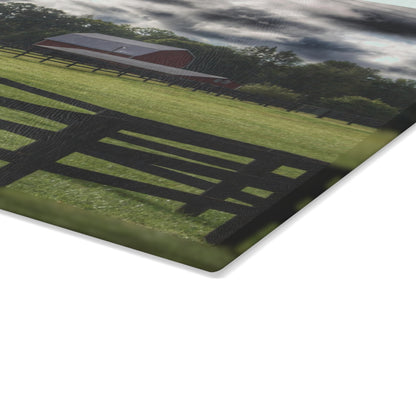 U R There Photography Hosner Road Farm Rustic Farmhouse Tempered-Glass Cutting Board