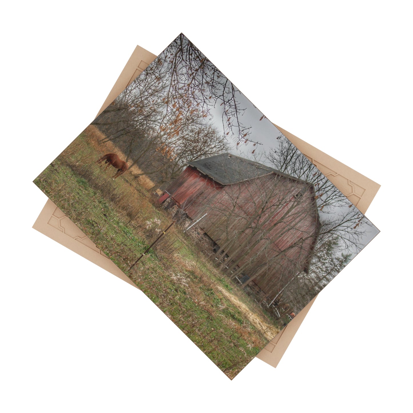 U R There Photography Blair Road Barn and Horse Rustic Farmhouse Decorative Ceramic Tile