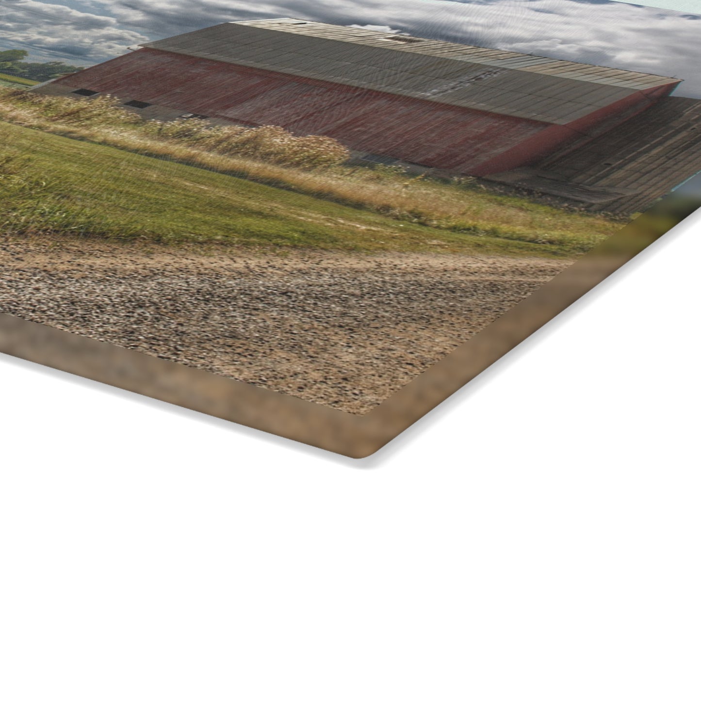 U R There Photography Haines Road Reds Rustic Farmhouse Tempered-Glass Cutting Board