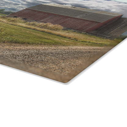 U R There Photography Haines Road Reds Rustic Farmhouse Tempered-Glass Cutting Board