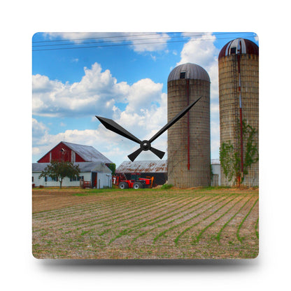 U R There Photography Marlette Road Farm III Rustic Farmhouse Acrylic Analog Wall Clock
