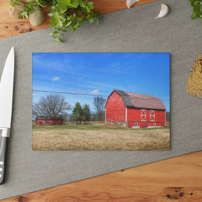 U R There Photography Kings Mill Red II Rustic Farmhouse Tempered-Glass Cutting Board