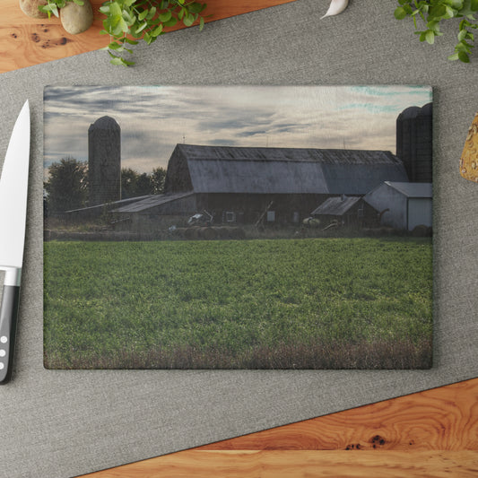 U R There Photography Shepard Road Farm II Rustic Farmhouse Tempered-Glass Cutting Board