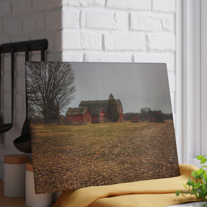 U R There Photography Wilder Road Reds in Spring Rustic Farmhouse Tempered-Glass Cutting Board