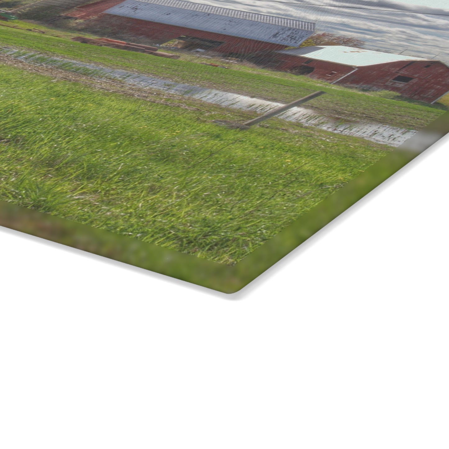 U R There Photography McDowell Road Reds II Rustic Farmhouse Tempered-Glass Cutting Board