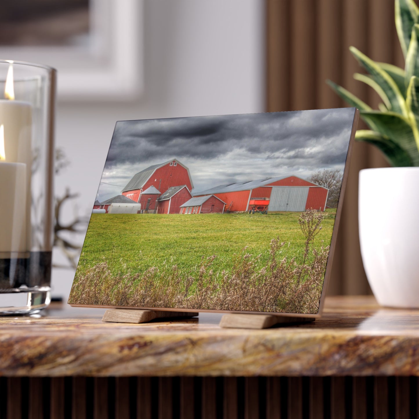 U R There Photography Castle Road Reds Rustic Farmhouse Decorative Ceramic Tile