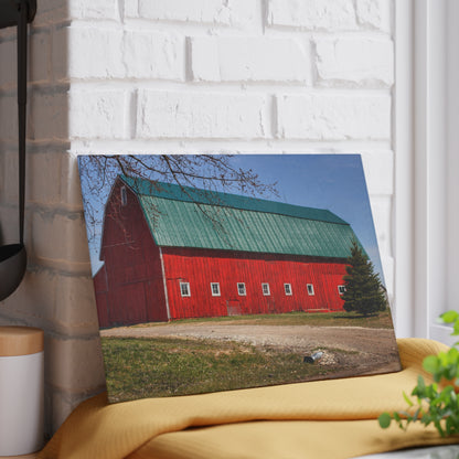 U R There Photography Perry Road Red Rustic Farmhouse Tempered-Glass Cutting Board