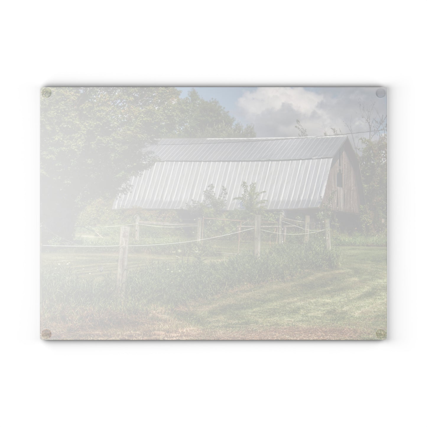 U R There Photography Old Roadside Grey Rustic Farmhouse Tempered-Glass Cutting Board