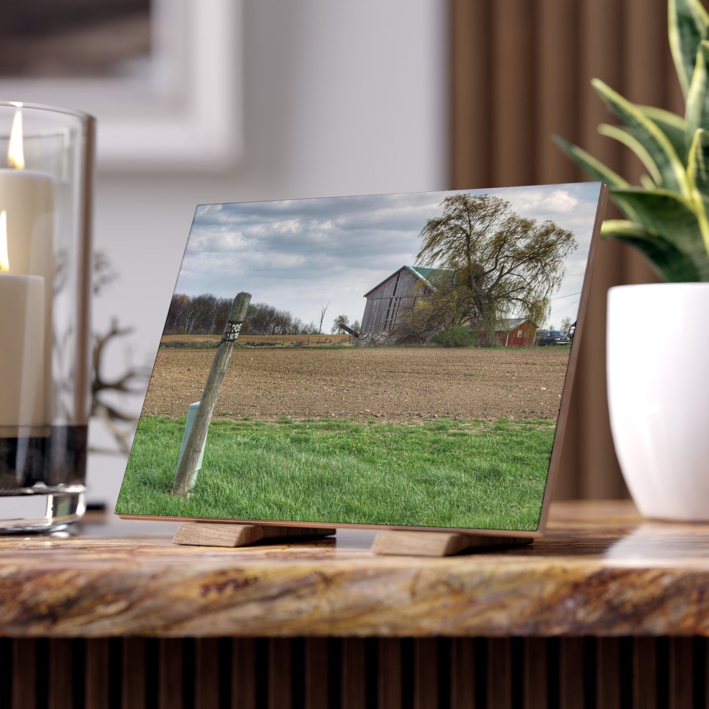 U R There Photography Cedar Creek Road Grey Rustic Farmhouse Decorative Ceramic Tile