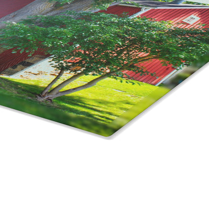 U R There Photography Court Street City Red Rustic Farmhouse Tempered-Glass Cutting Board