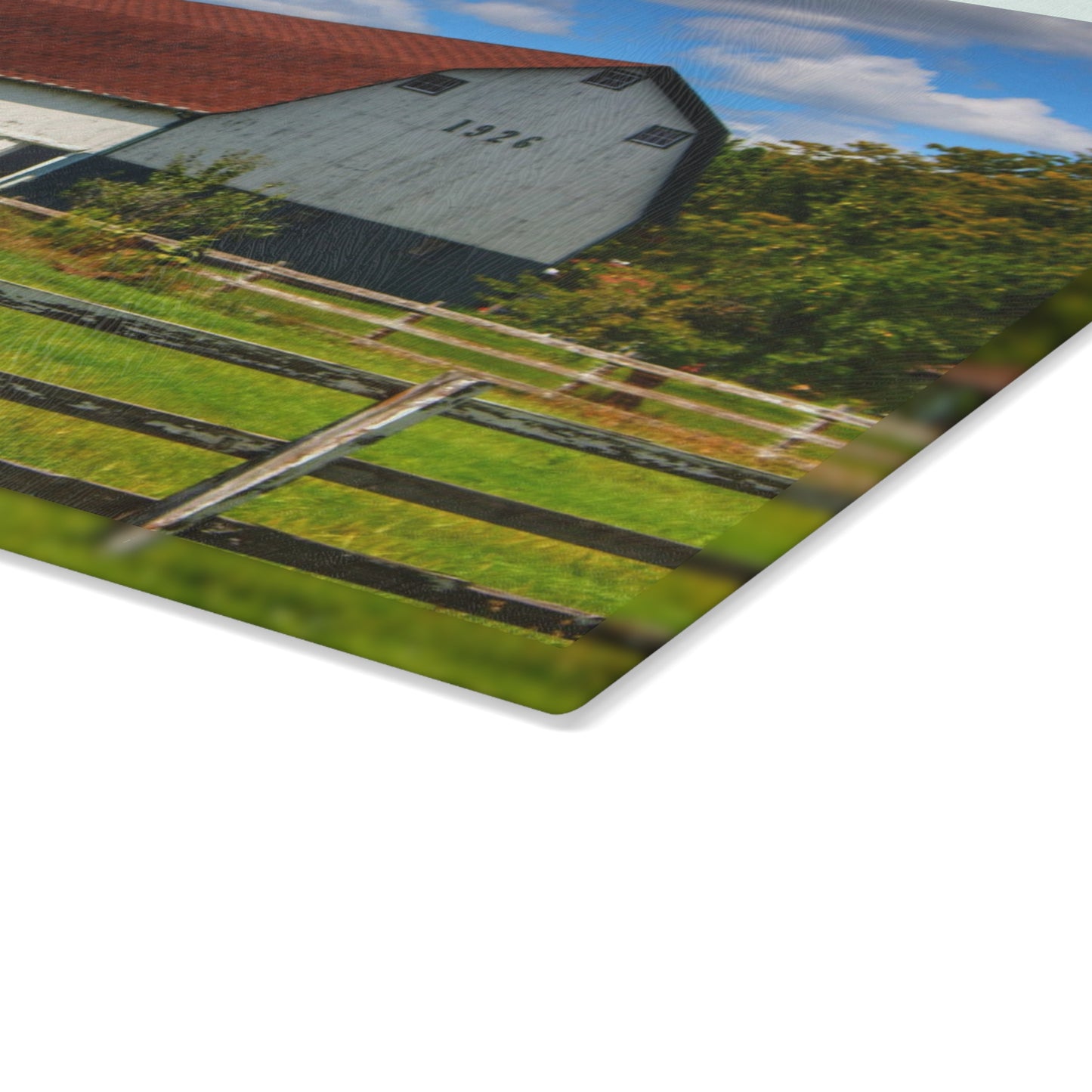 U R There Photography Beyond the Fence on Clark Road Rustic Farmhouse Tempered-Glass Cutting Board