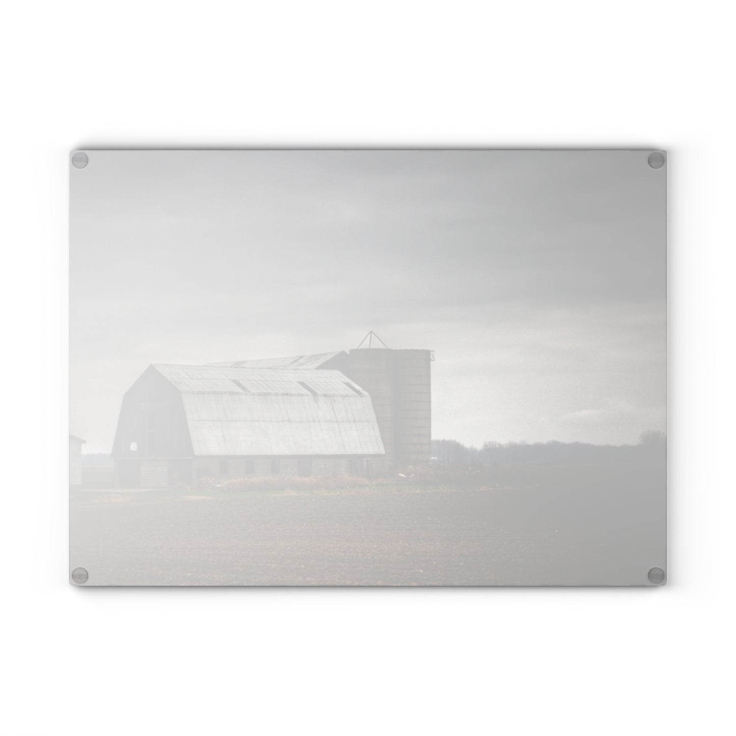U R There Photography North Gates Road Old Grey II Rustic Farmhouse Tempered-Glass Cutting Board