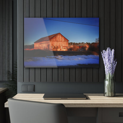 U R There Photography M-15 Reds in Winter Rustic Farmhouse Acrylic Wall Print