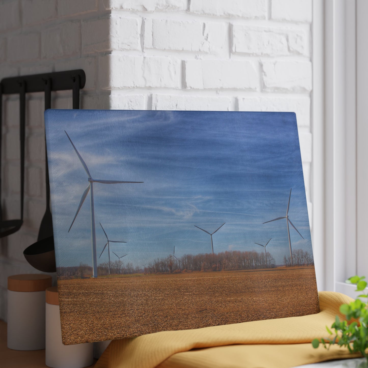 U R There Photography Windmill Alley Rustic Farmhouse Tempered-Glass Cutting Board