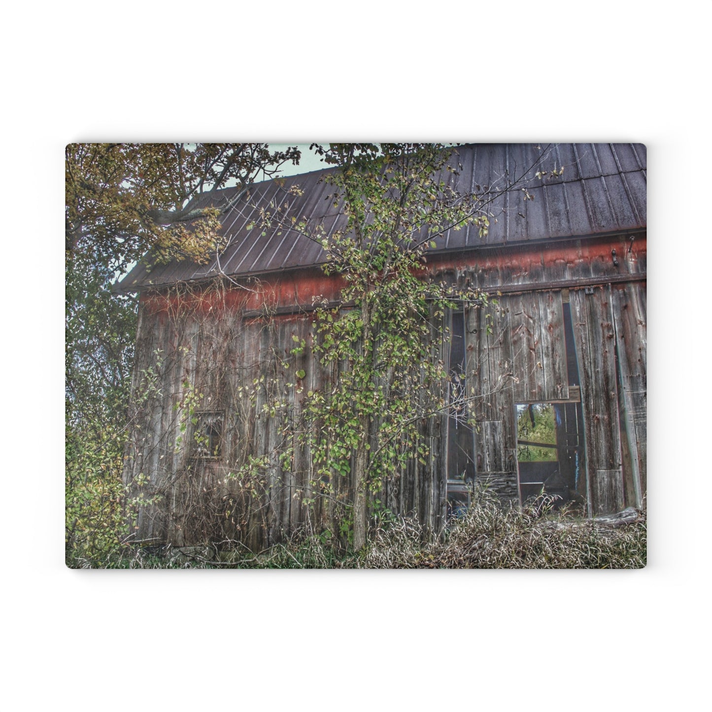 U R There Photography Annie's Barn II Rustic Farmhouse Tempered-Glass Cutting Board