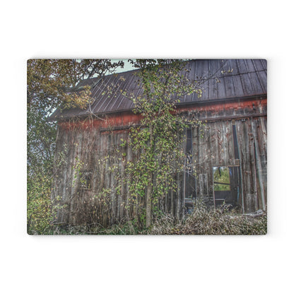 U R There Photography Annie's Barn II Rustic Farmhouse Tempered-Glass Cutting Board