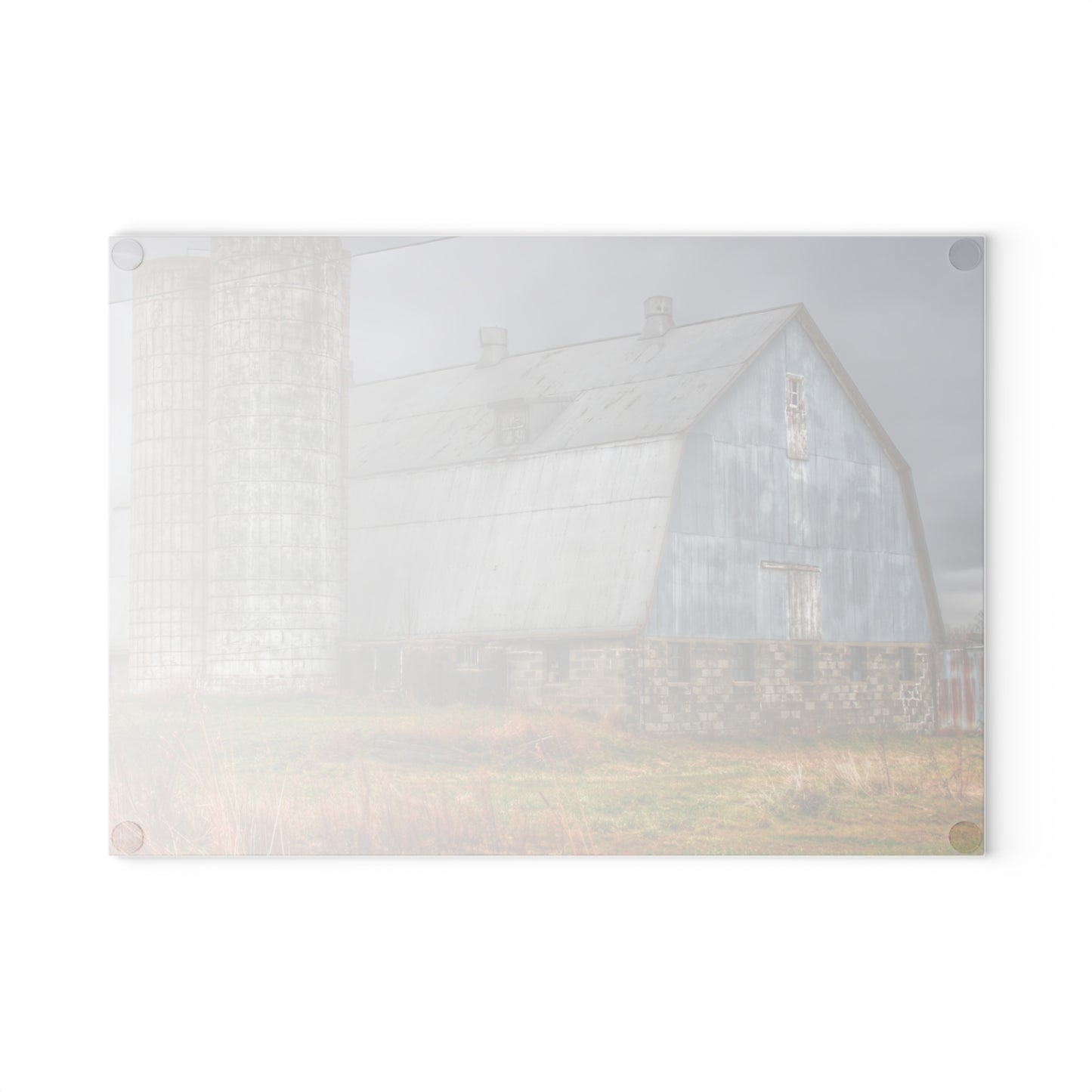 U R There Photography Daley Road Grey III Rustic Farmhouse Tempered-Glass Cutting Board