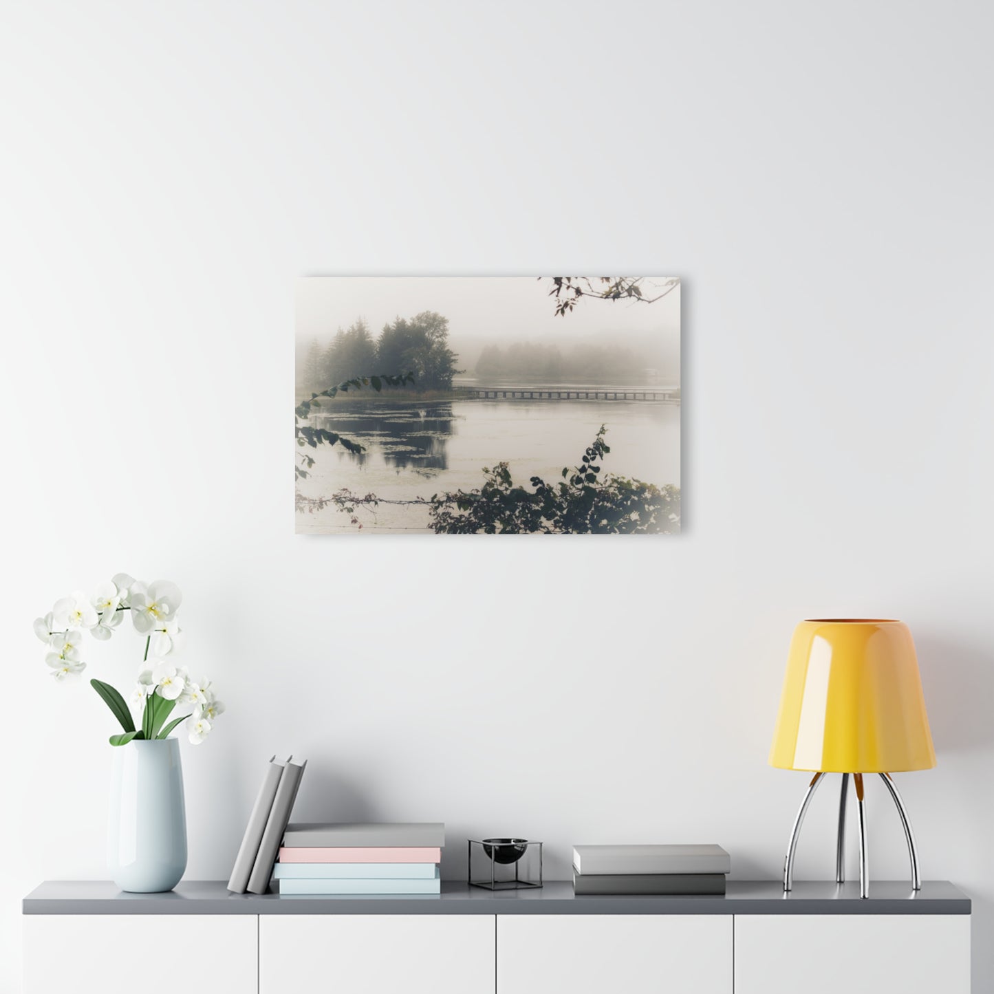 U R There Photography Bridge in Fog Rustic Farmhouse Acrylic Wall Print